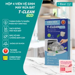 Hộp 4 Viên Vệ Sinh Máy Rửa Bát T-Clean Eco - Bảo Vệ Máy, Bát Đĩa Sạch Bóng